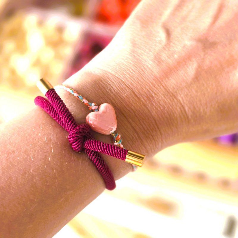 Bracciale Nodo Dorato Bordeaux