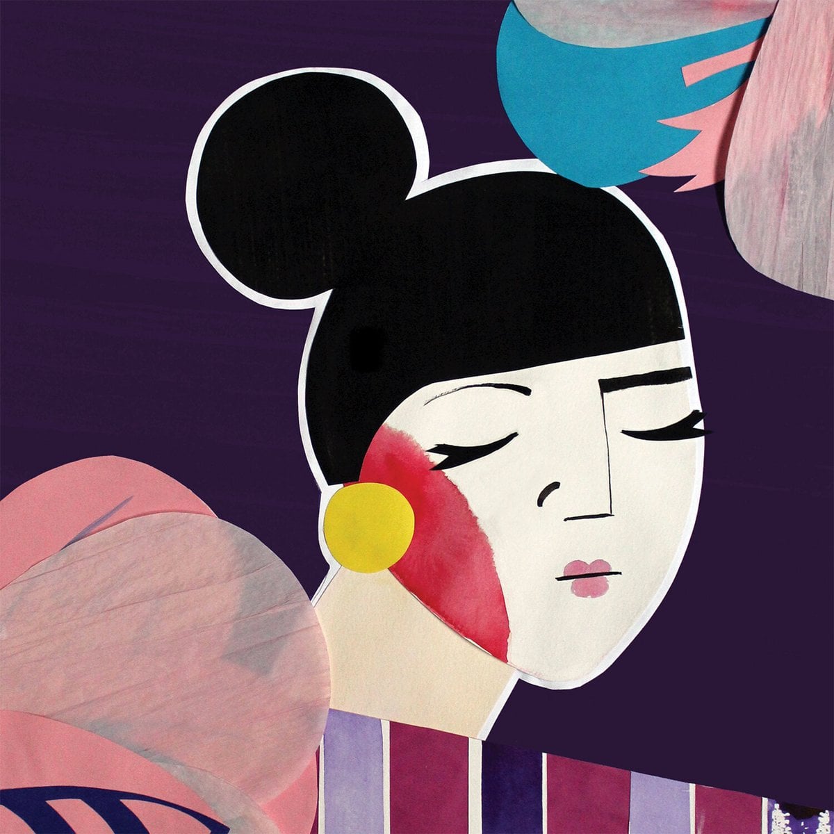 Collage en violeta: Dama en Flores