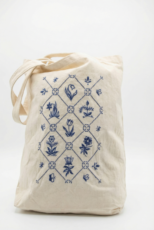 DIY Tote Bag Borduurpakket/Embroidery kit "Tulpen Tegels"