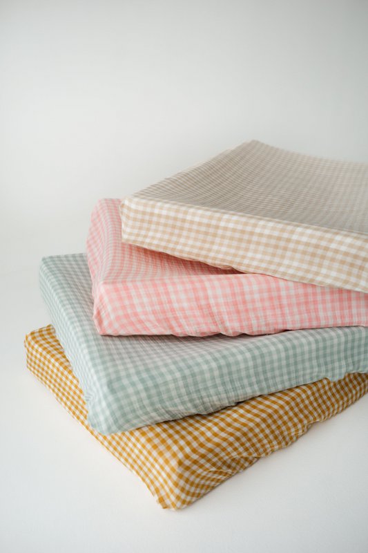 Coperchio da cambio del pannolino Tisu, Mint Gingham leggero