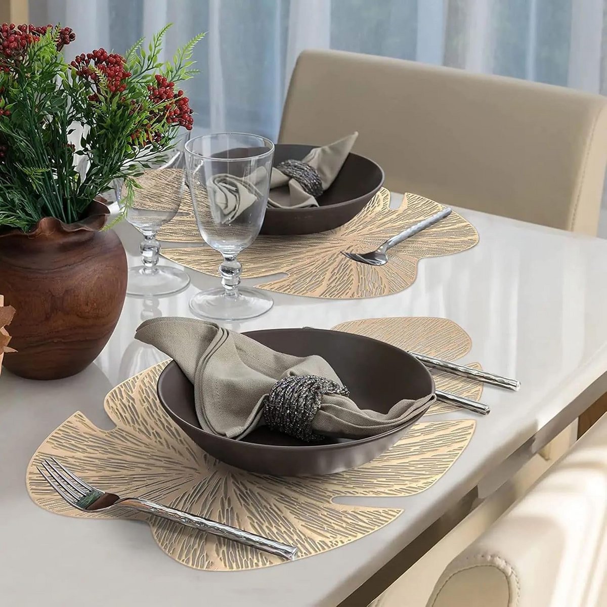 Manteles individuales | Mesa Hoja De PVC Resistente Al Calor Antideslizante | 45x36cm