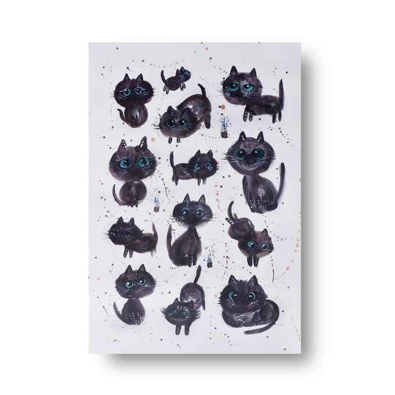 Purradise – Printed Cat Watercolor Postcard A5