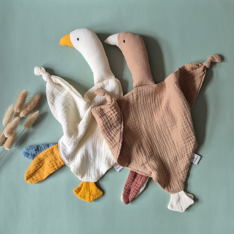 Zachte Hydrofiele Knuffel Gans voor Baby's - Bruin