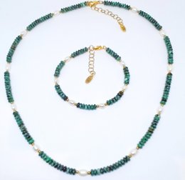 Ketting edelsteen rondel met zoetwaterparels