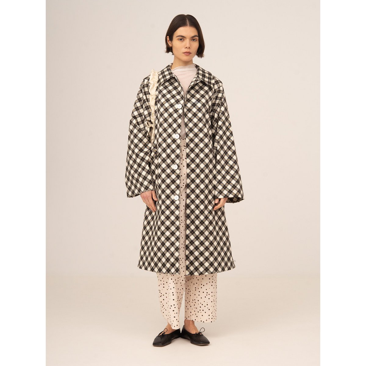 Classic Betty Argyle-inspired Geometric Print Trench Coat