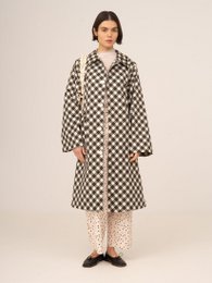 Classic Betty Argyle-inspired Geometric Print Trench Coat