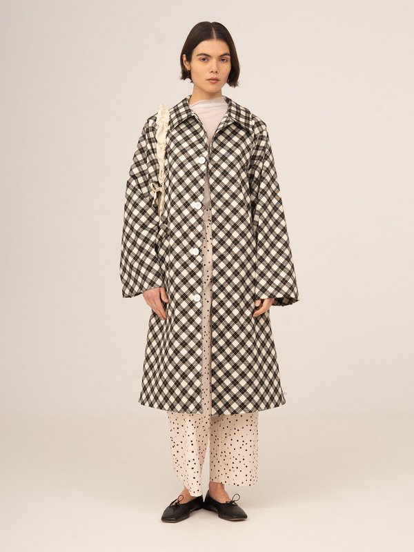 Classic Betty Argyle-inspired Geometric Print Trench Coat