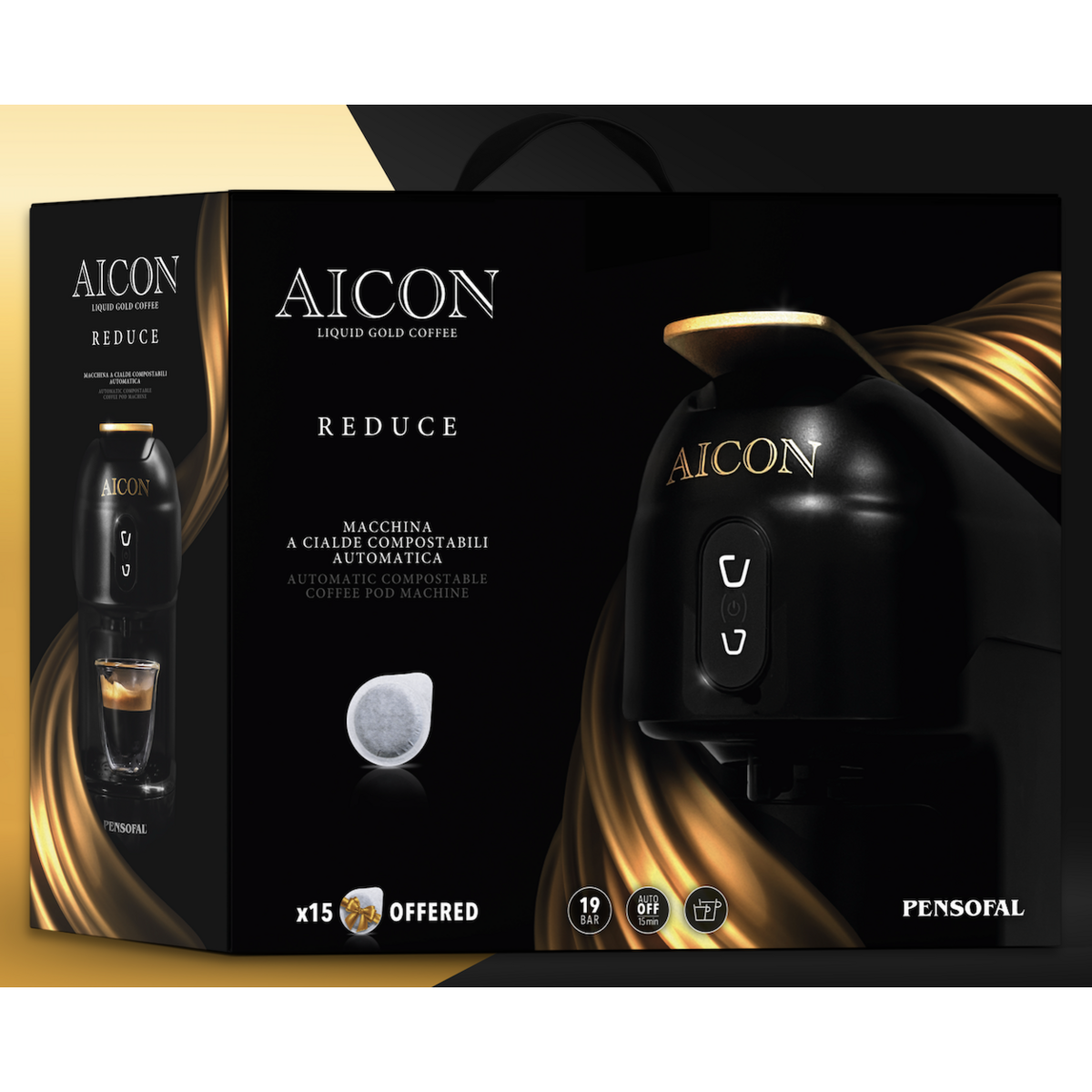 Pensofal Aicon "REDUCE" Automatische Pod Machine (ese44m) + 15 KOFFIE PROEVEN KIT