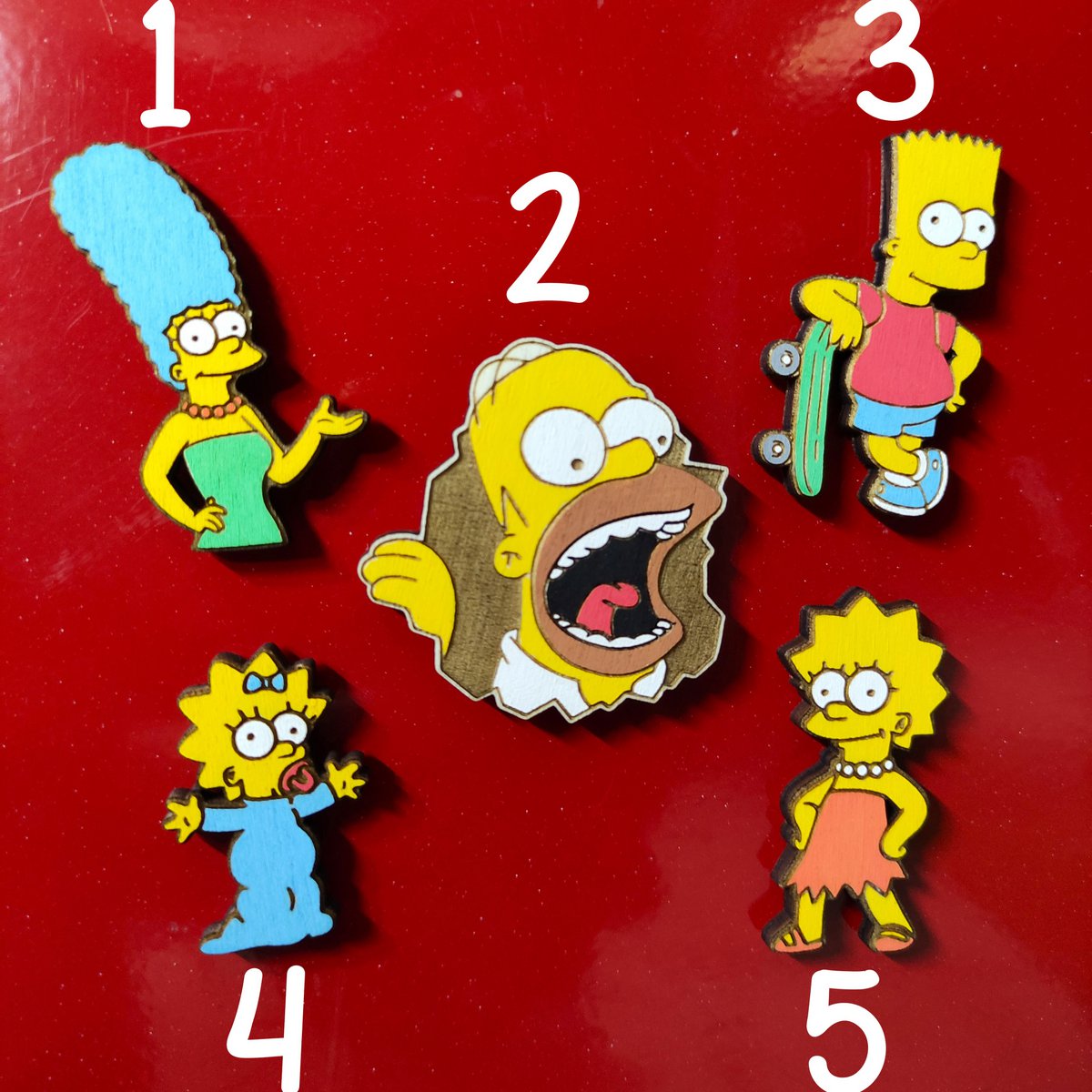 Ensemble de 5 Simpsons en bois aimant pour réfrigérateur, Homer, Marge, Bart, Lisa, Maggie, décor de cuisine, cadeau personnalisé, aimants à collectionner