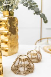 Conical candlestick gilded wire 11x11x6cm