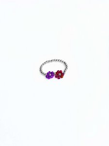 FLOWERS ring in silver beads