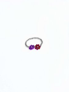 FLOWERS ring in silver beads