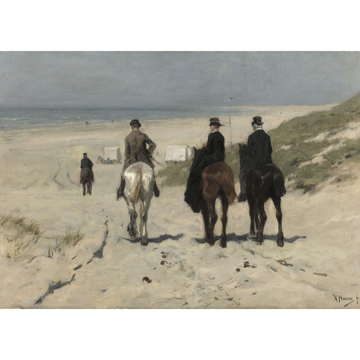 Poster Anton Mauve - Morgenrit langs het strand