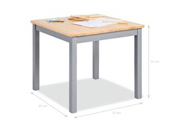 Kinderen tafel en stoel set "fenna", grijs/natuurlijk, 3 delen