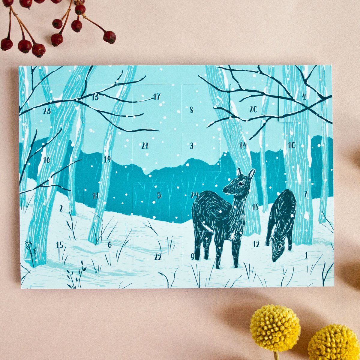 Advent calendar postcard forest animals A6