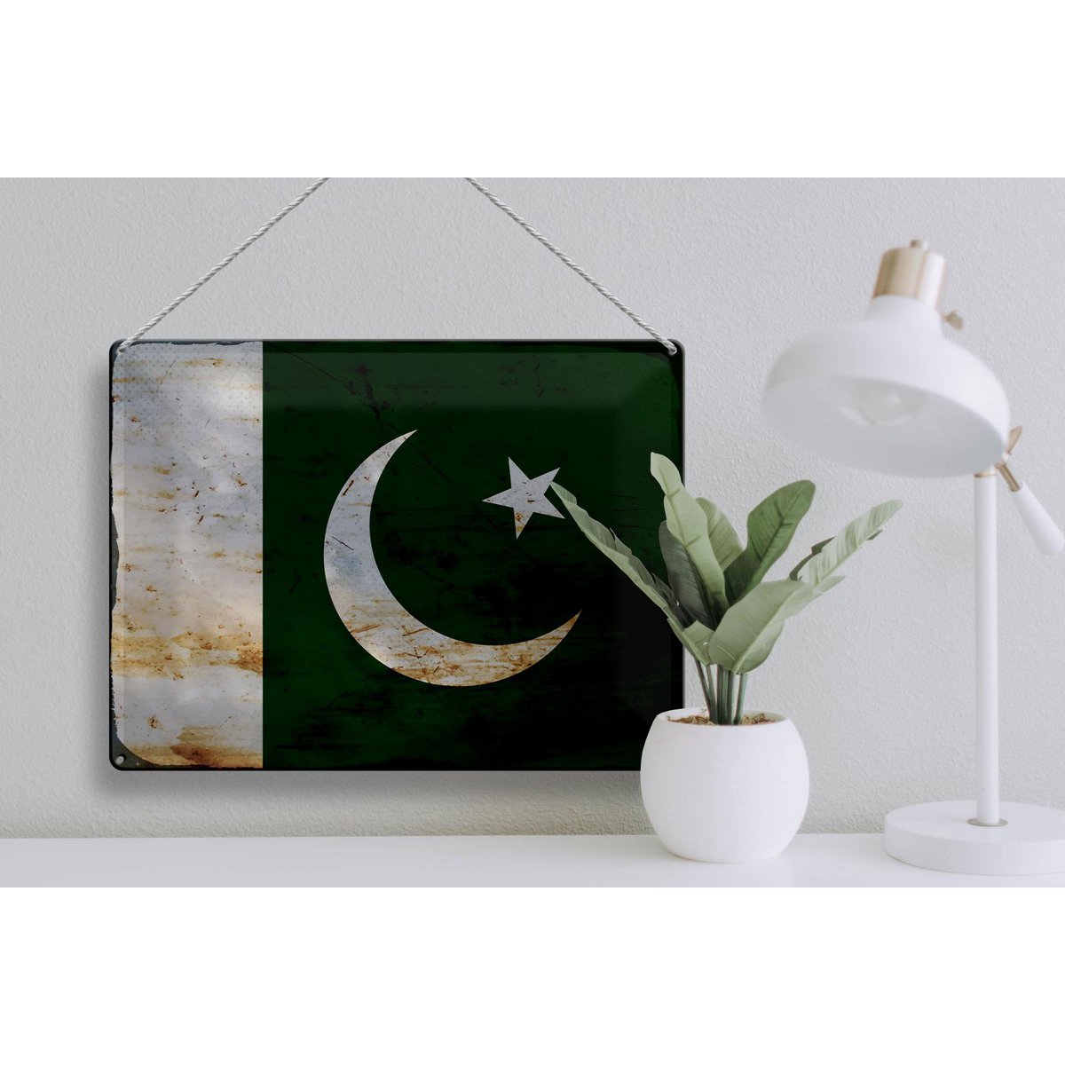 Tin Sign Flag Pakistan 40x30cm Flag of Pakistan Rust