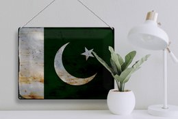 Tin Sign Flag Pakistan 40x30cm Flag of Pakistan Rust
