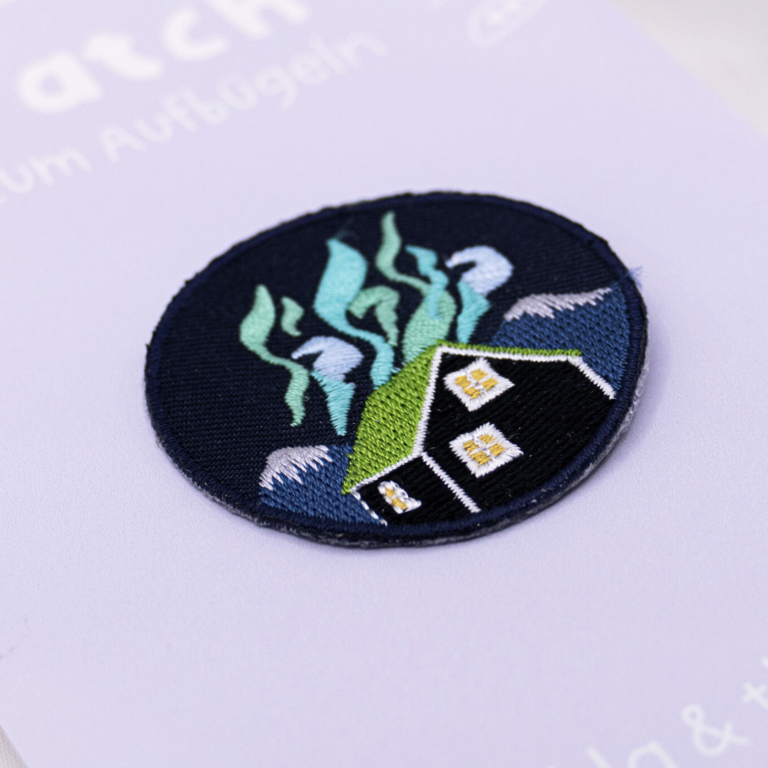 Patch Northern Lights Patch Shirt Iceland House - Gift Shirt Decorate Iron On Patch Travel