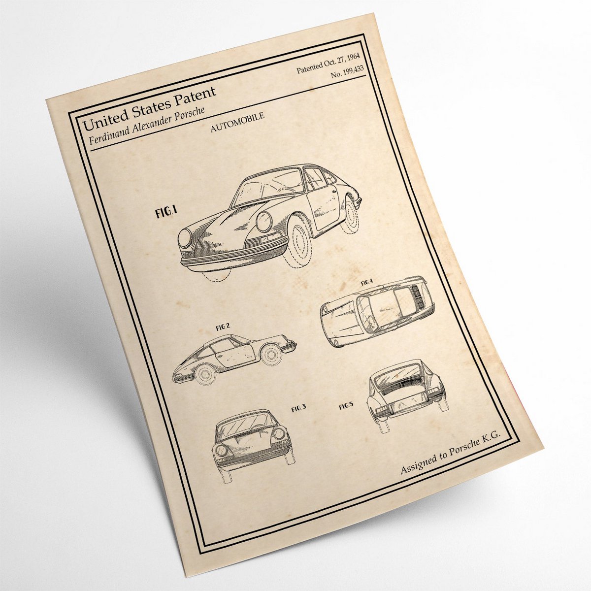 Affiche brevet Porsche 911