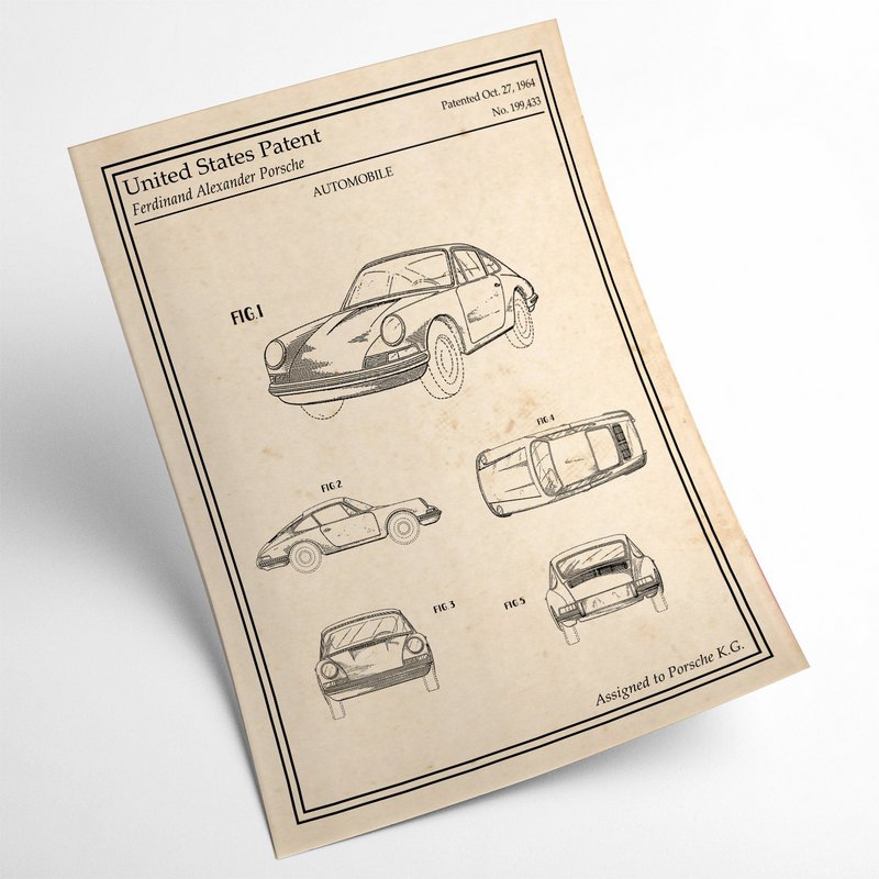Affiche brevet Porsche 911