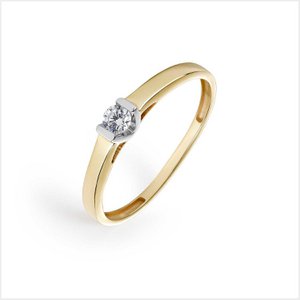 Tweekleurige diamanten solitaire 0,10 Cts HSI2