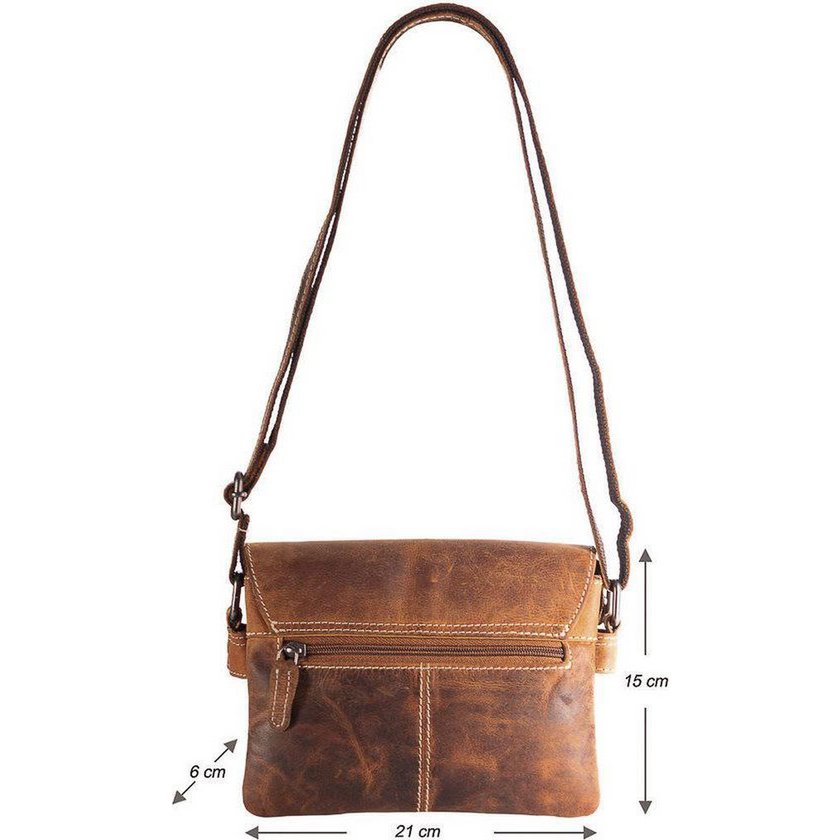 Umhängetasche für Damen mit hellbraunem Büffelleder - Praktischer Ledertasche mit mehreren Reißverschluss -Taschen, perfekt für Organisation und Stil.