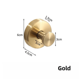 Set of 2 Self-adhesive Towel Hooks with Suction Cup - Brass / Gold - Stainless Steel