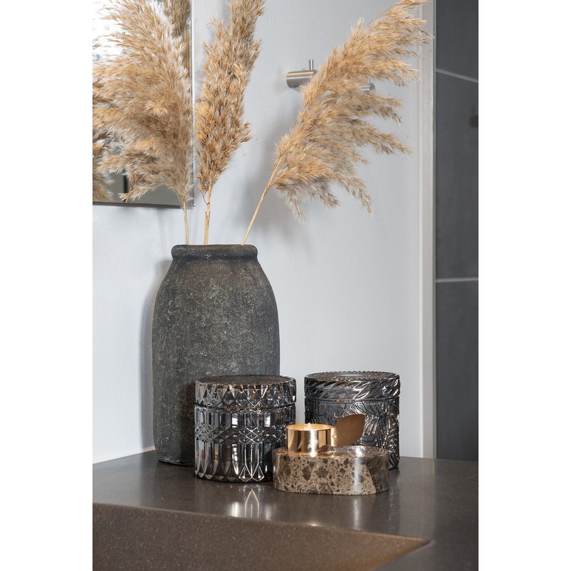 Jars - Smoked, Glass, Ø9x8.5 cm - Set of 2