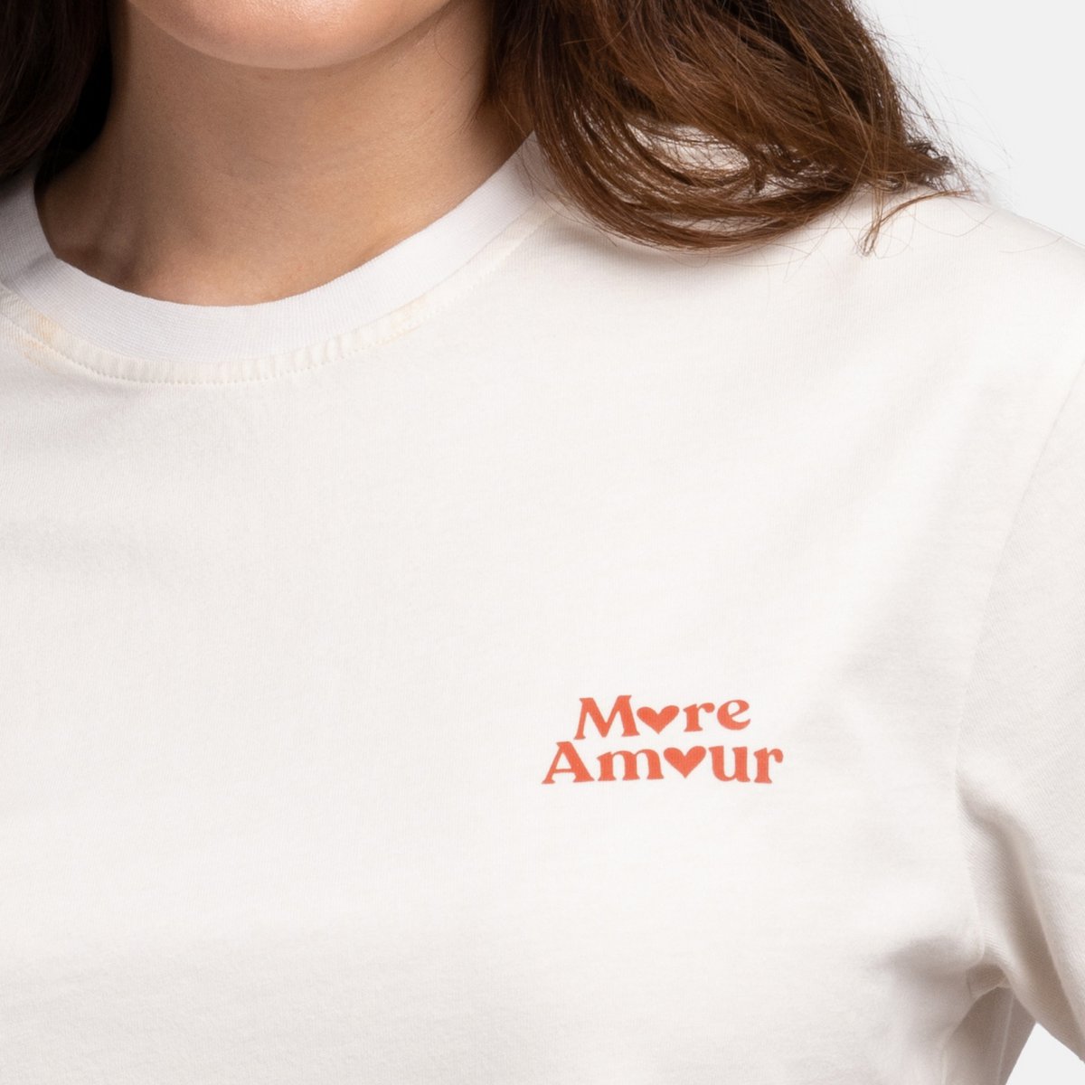 Organisch T-shirt Meer amour-witte katoenen T-shirt met meer AMour-print