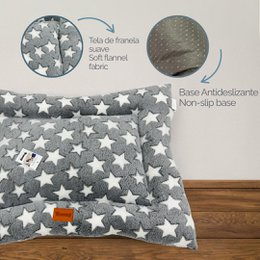 Yommy hondenbed in 3 maten (M,LXL) – grijze sterren en botten design huisdierbed | Zacht, antislip, duurzaam en wasbaar hondenbed voor binnenshuis voor comfortabele rust