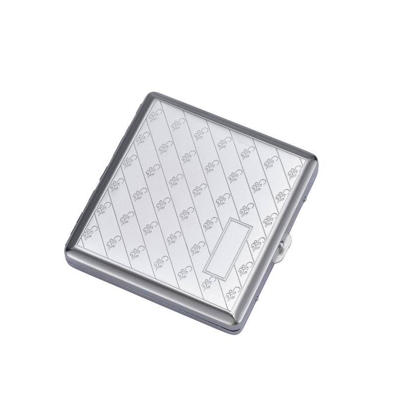 Boîte à Cigarette Métal Etui 20 Cigarettes Métallique Rangement de Cigarettes Porte-cigarettes Argentée Dessin relief Pratique Compact élégante