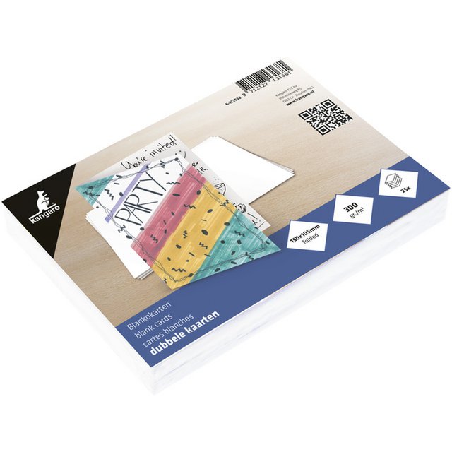 Cartes doubles Kangaro 105x 150mm 300gr blanc 25 pièces