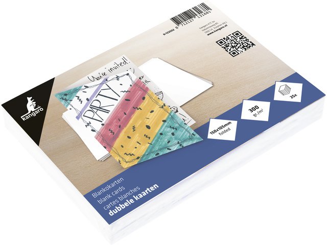 Cartes doubles Kangaro 105x 150mm 300gr blanc 25 pièces