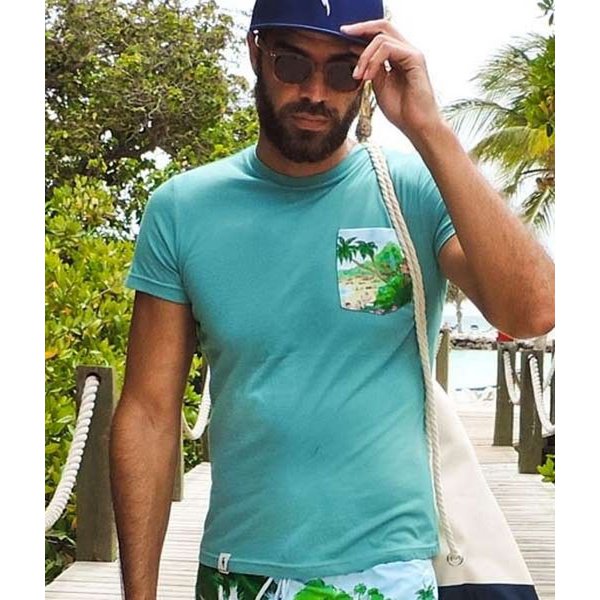 Zielony T-shirt z nadrukiem na piersi