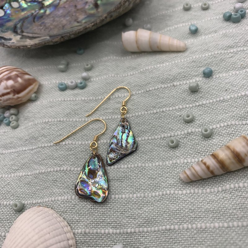Skal øreringe | guld (Abalone/Paua) håndlavede Mother of Pearl ocean smykker