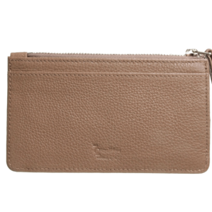 5 Credit Card Pebbled Leather Card Wallet With Zip Beaver