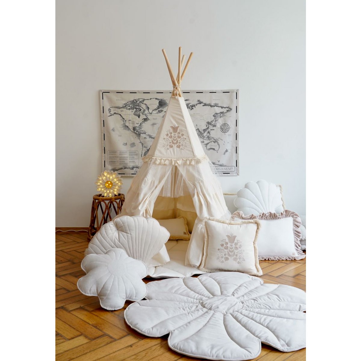 Teepee “Boho” con volant e set tappetino