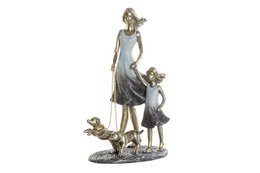 Resin figure depicting a woman with two children, standing in a casual pose. The figure is primarily blue in color with metallic accents, measuring approximately 16 x 9.5 x 24 inches.