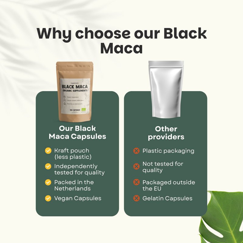 Sorte Maca Kapsler 500mg Økologisk - 100 Kapsler