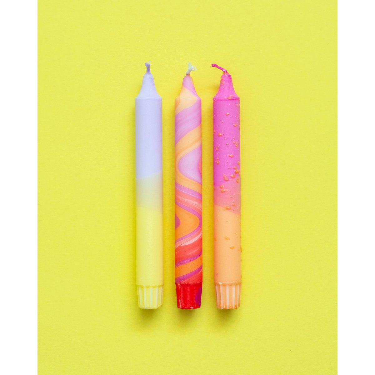 3-pack Taper Candles Summer Sunset Bright Colours