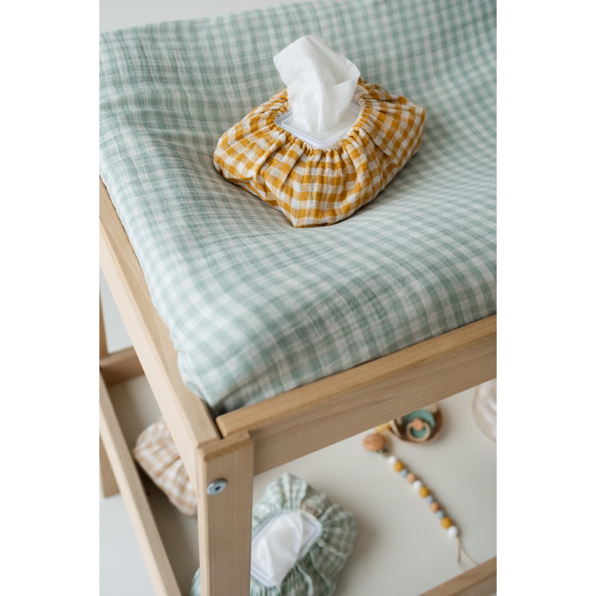 Coperchio di cambio del pannolino Tisu, senape Gingham
