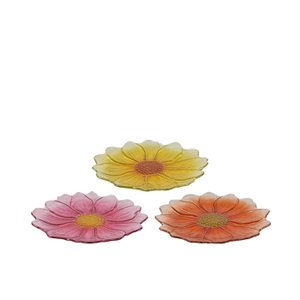 Blumen-Frühstücksteller aus Glas Ø23xH2,5cm