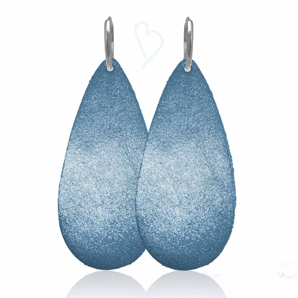 Leren oorbellen 'Drops of Joy', Brilliant Blue