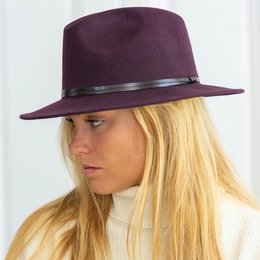 CHAPEAU FEUTRE - lien cuir, bord cousu