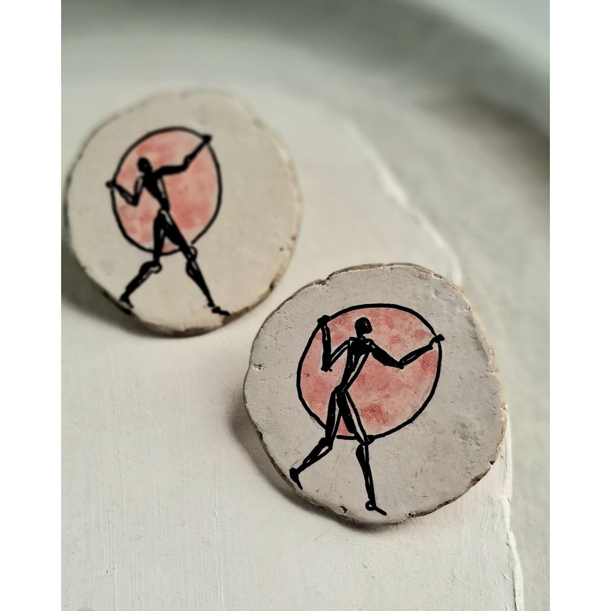 Boucles d'oreilles à tige | Papier Mâch Peint Léger Écologique