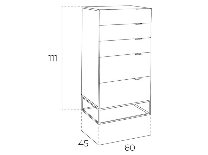 Chiffonier i Pearl Grey træ og sort stål