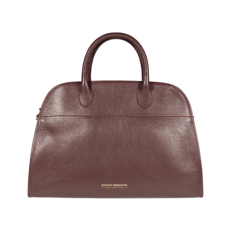 RB1032X | Borsa a Mano Donna FRIDA in Vera Pelle Made in Italy. Accessori in metallo Oro Lucido - Colore Bordeaux - Dimensioni: cm 43 x 29 x 24 + 12 (Luce manici)