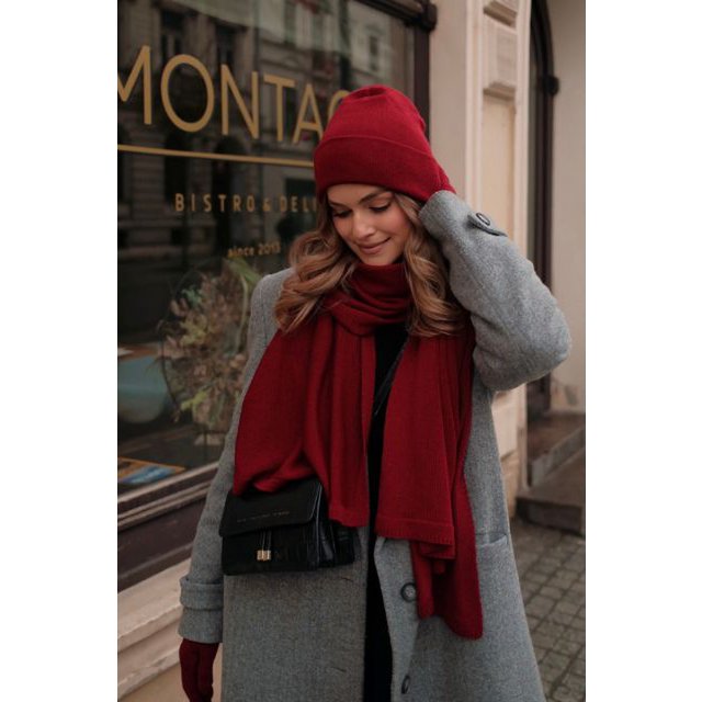 PENELOPE scarf – 100% merino wool – burgundy