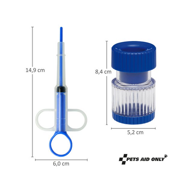 Set de medicamentos Pets Aid Only con mortero y dispensador de pastillas, ayuda para la alimentación, jeringa,