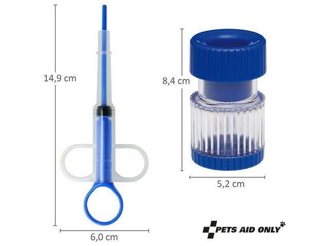 Set medicinali Pets Aid Only con mortaio e dispenser per compresse, aiuto per l'alimentazione, siringa,